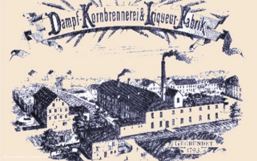 Kornbrennerei Kemper Olpe - alte Postkarte mit Ansicht vom Firmensitz